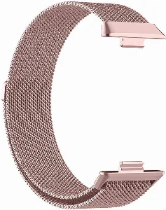 Huawei Watch Fit 3 Metal Kordon Tel Örgü İşlemeli Mıknatıslı KRD-01  - Rose Pembe