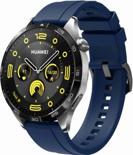 Huawei Watch GT 4 (46MM) Silikon Kordon Metal Tokalı KRD-95  - Lacivert