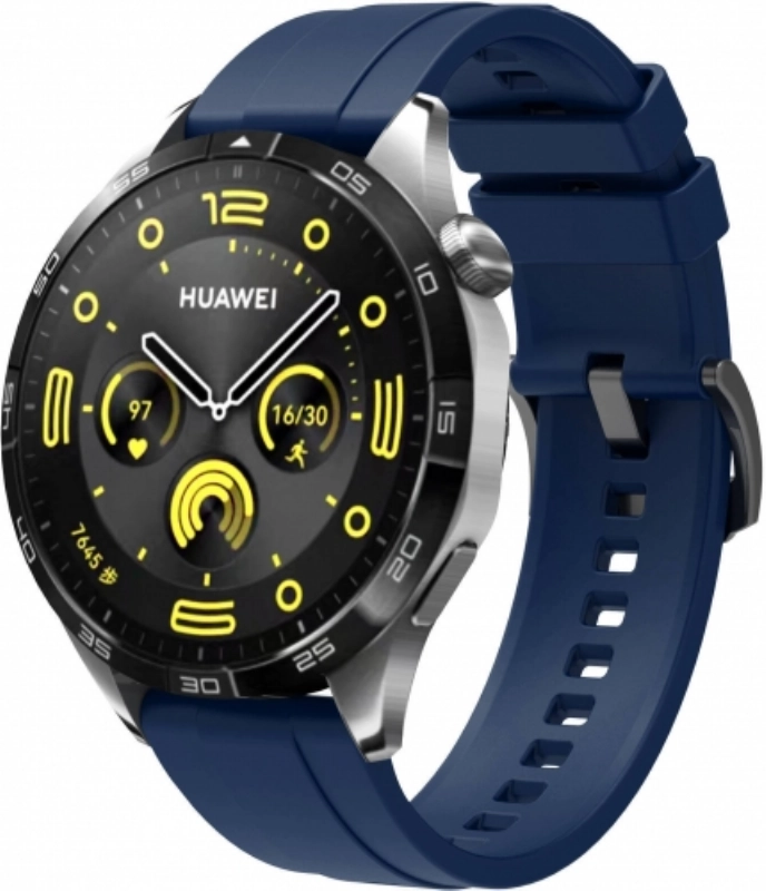 Huawei Watch GT 4 (46MM) Silikon Kordon Metal Tokalı KRD-95  - Lacivert