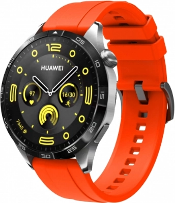 Huawei Watch GT 4 (46MM) Silikon Kordon Metal Tokalı KRD-95  - Turuncu