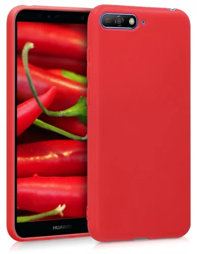 Huawei Y6 2018 Kılıf İnce Mat Esnek Silikon - Kırmızı