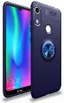 Huawei Y6 2019 Kılıf Renkli Silikon Yüzüklü Standlı Auto Focus Ravel Kapak - Mavi
