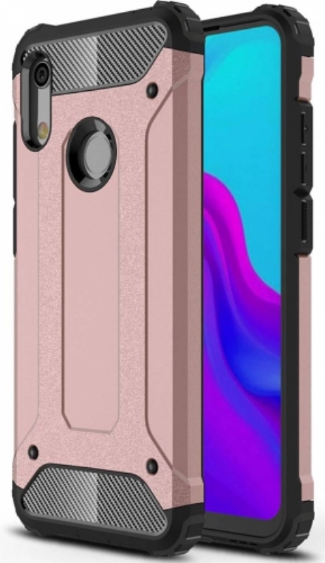 Huawei Y6 2019 Kılıf Zırhlı Tank Crash Silikon Kapak - Rose Gold