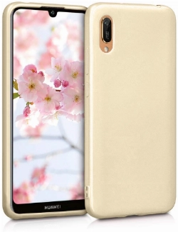 Huawei Y6 2019 Kılıf İnce Soft Mat Renkli Esnek Silikon Kapak - Gold