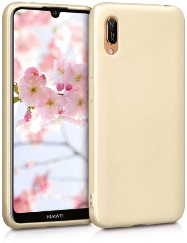 Huawei Y6 2019 Kılıf İnce Soft Mat Renkli Esnek Silikon Kapak - Gold