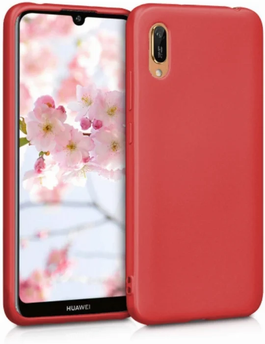 Huawei Y6 2019 Kılıf İnce Mat Esnek Silikon - Kırmızı