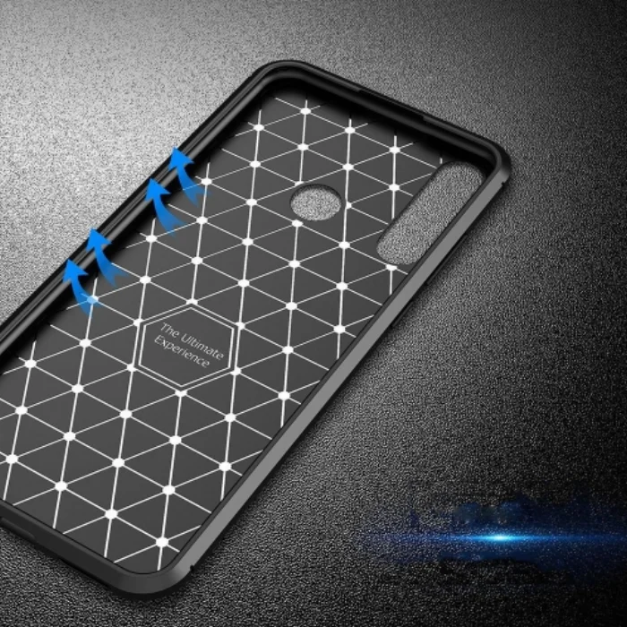Huawei Y6p Kılıf Karbon Serisi Mat Fiber Silikon Negro Kapak - Siyah