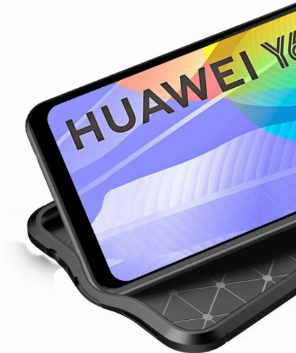 Huawei Y6p Kılıf Deri Görünümlü Parmak İzi Bırakmaz Niss Silikon - Siyah