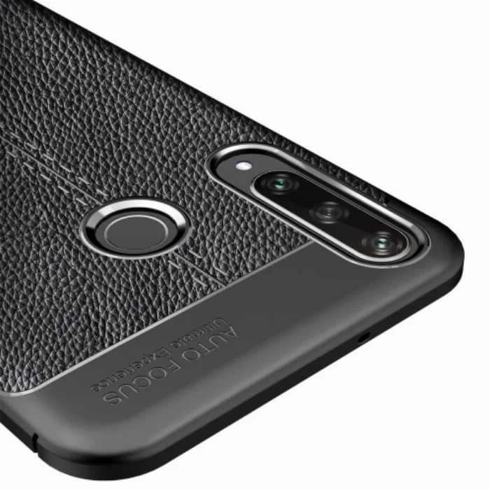 Huawei Y6p Kılıf Deri Görünümlü Parmak İzi Bırakmaz Niss Silikon - Siyah