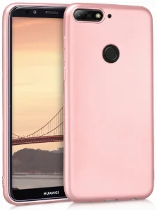 Huawei Y7 2018 Kılıf İnce Mat Esnek Silikon - Rose Gold