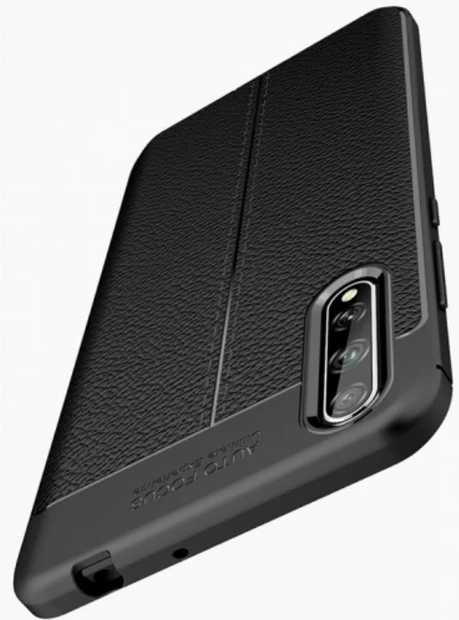 Huawei Y8p Kılıf Deri Görünümlü Parmak İzi Bırakmaz Niss Silikon - Siyah