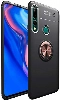 Huawei Y9 Prime 2019 Kılıf Renkli Silikon Yüzüklü Standlı Auto Focus Ravel Kapak - Rose Gold