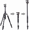 Jmary KT3255NB30 3 Kademeli 164.5cm Fonksiyonel Ayrılabilir Monopod Tasarım Başlıklı Tripod - Siyah