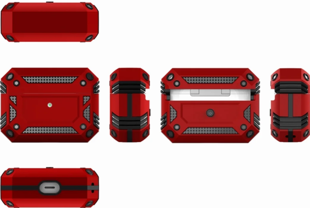 Apple AirPods Pro Kılıf Zırh Korumalı Airbag Kılıf - Kırmızı