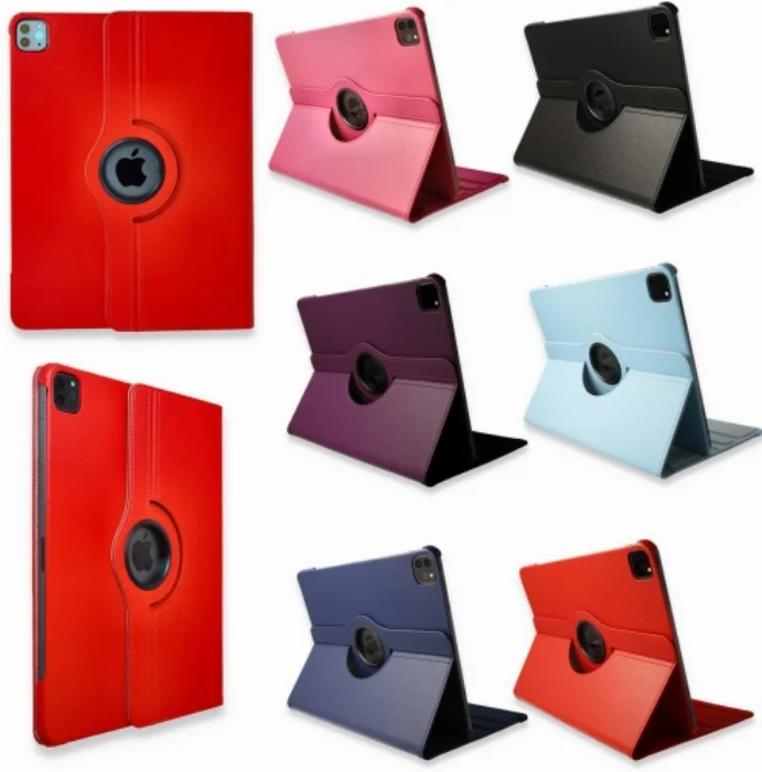 Apple iPad Pro 11 inç 2020 Tablet Kılıfı 360 Derece Dönebilen Standlı Kapak - Kırmızı