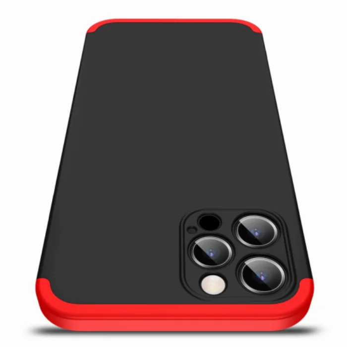Apple iPhone 12 Pro (6.1) Kılıf 3 Parçalı 360 Tam Korumalı Rubber AYS Kapak - Siyah