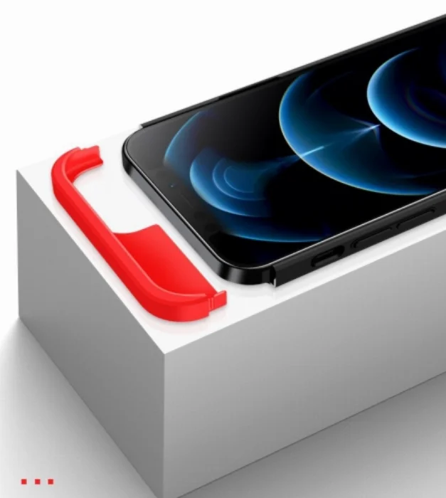 Apple iPhone 12 Pro (6.1) Kılıf 3 Parçalı 360 Tam Korumalı Rubber AYS Kapak - Kırmızı
