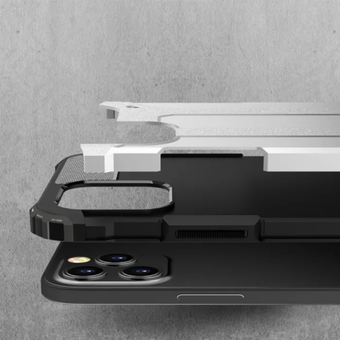 Apple iPhone 12 Pro (6.1) Kılıf Zırhlı Tank Crash Silikon Kapak - Gümüş