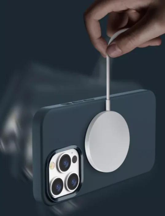 Apple iPhone 13 (6.1) Kılıf Wiwu Magnetic Magsafe Silikon Kapak - Lacivert