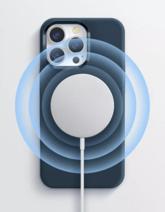 Apple iPhone 13 Pro (6.1) Kılıf Wiwu Magnetic Magsafe Silikon Kapak - Mavi