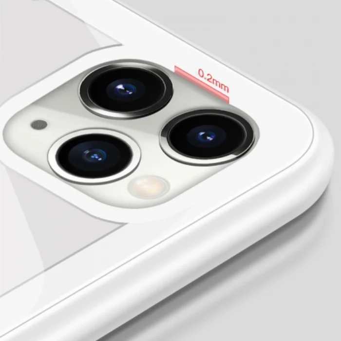 Benks Apple iPhone 11 Kılıf Arkası Camlı Kenarları Silikon Magic Shiny Glass - Beyaz