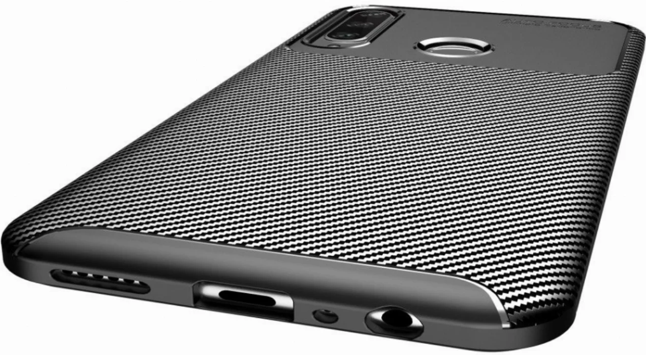 Huawei Y6p Kılıf Karbon Serisi Mat Fiber Silikon Negro Kapak - Lacivert