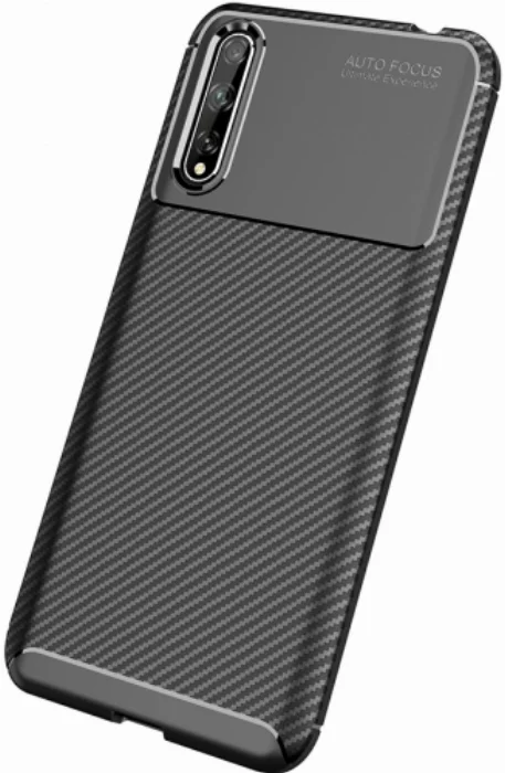 Huawei Y8p Kılıf Karbon Serisi Mat Fiber Silikon Negro Kapak - Lacivert