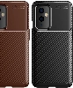 OnePlus 9 Kılıf Silikon Parmak İzi Bırakmayan Karbon Soft Negro Kapak - Kahve