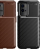 OnePlus 9 Pro Kılıf Silikon Parmak İzi Bırakmayan Karbon Soft Negro Kapak - Kahve