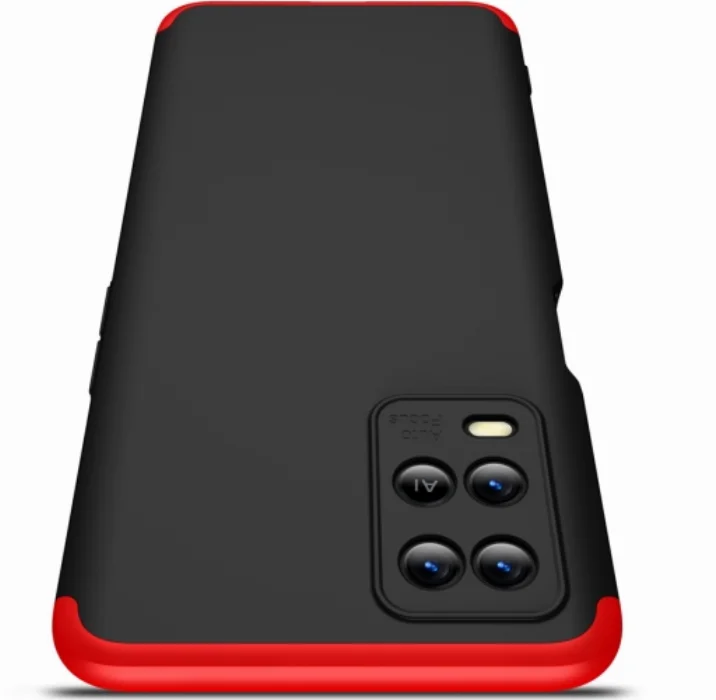 Oppo A54 Kılıf 3 Parçalı 360 Tam Korumalı Rubber AYS Kapak - Gri Siyah