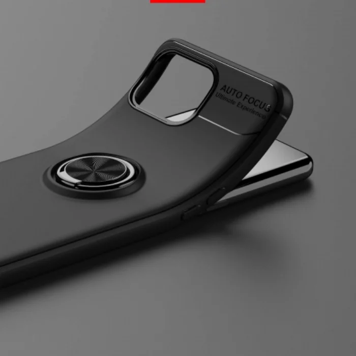 Oppo A73 Kılıf Auto Focus Serisi Soft Premium Standlı Yüzüklü Kapak - Kırmızı Siyah