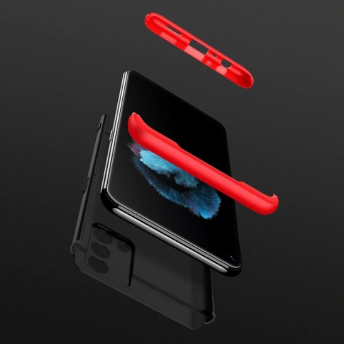 Oppo A74 Kılıf 3 Parçalı 360 Tam Korumalı Rubber AYS Kapak - Kırmızı