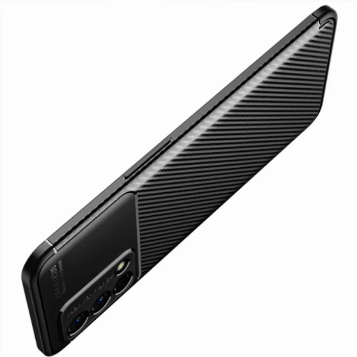 Oppo A74 Kılıf Karbon Serisi Mat Fiber Silikon Negro Kapak - Kahverengi