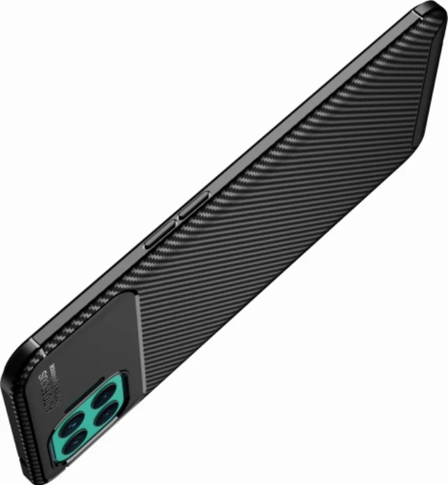 Oppo Reno 4 Lite Kılıf Karbon Serisi Mat Fiber Silikon Negro Kapak - Lacivert