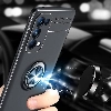 Oppo Reno 5 Kılıf Renkli Silikon Yüzüklü Standlı Auto Focus Ravel Kapak - Mavi - Siyah