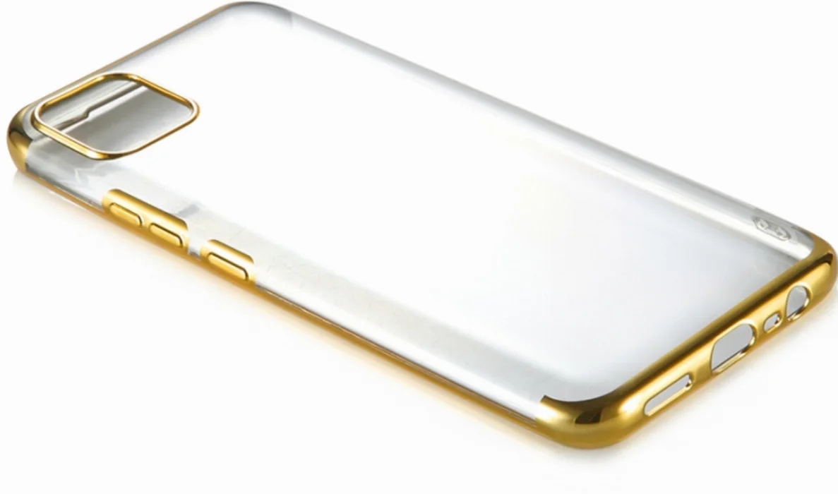 Realme C11 Kılıf Renkli Köşeli Lazer Şeffaf Esnek Silikon - Rose Gold