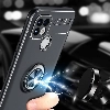 Realme C21 Kılıf Renkli Silikon Yüzüklü Standlı Auto Focus Ravel Kapak - Kırmızı - Siyah