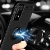 Samsung Galaxy A02s Kılıf Renkli Silikon Yüzüklü Standlı Auto Focus Ravel Kapak - Kırmızı - Siyah