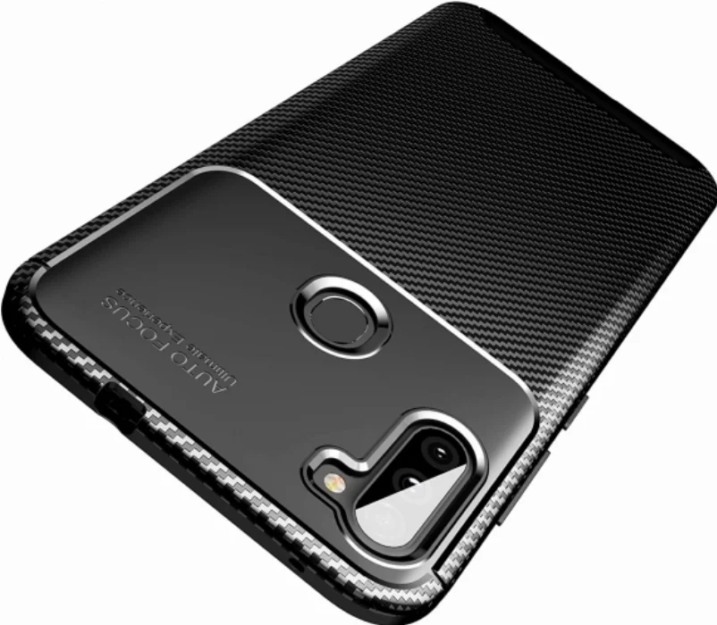 Samsung Galaxy A11 Kılıf Karbon Serisi Mat Fiber Silikon Negro Kapak - Lacivert