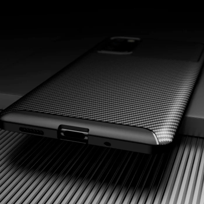 Samsung Galaxy S20 FE Kılıf Karbon Serisi Mat Fiber Silikon Negro Kapak - Kahve