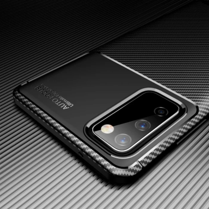Samsung Galaxy S20 FE Kılıf Karbon Serisi Mat Fiber Silikon Negro Kapak - Kahve