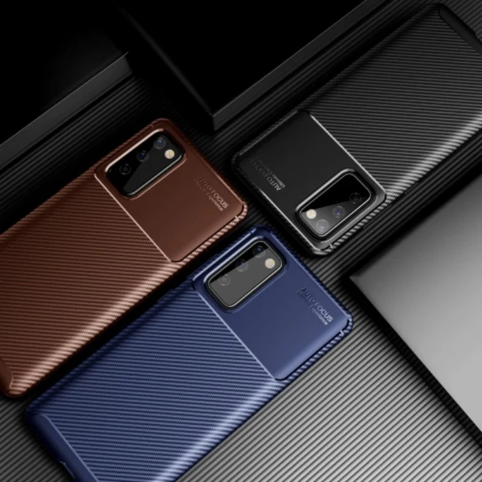 Samsung Galaxy S20 FE Kılıf Karbon Serisi Mat Fiber Silikon Negro Kapak - Lacivert
