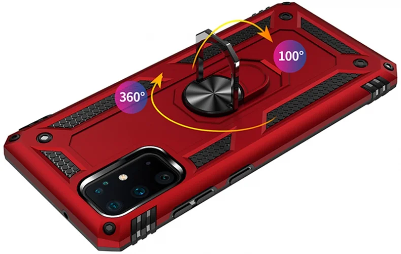 Samsung Galaxy S20 Plus Kılıf Silikon Zırhlı Standlı Yüzüklü Mıknatıslı Tank Kapak - Gri