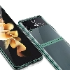 Samsung Galaxy Z Flip 3 Kılıf Metal Görünümlü Esnek Kıpta Kapak - Şeffaf