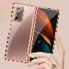 Samsung Galaxy Z Fold 2 Kılıf Metal Görünümlü Esnek Kıpta Kapak - Rose Gold