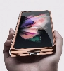 Samsung Galaxy Z Fold 3 Kılıf Metal Görünümlü Esnek Kıpta Kapak - Yeşil