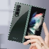 Samsung Galaxy Z Fold 3 Kılıf Metal Görünümlü Esnek Kıpta Kapak - Rose Gold