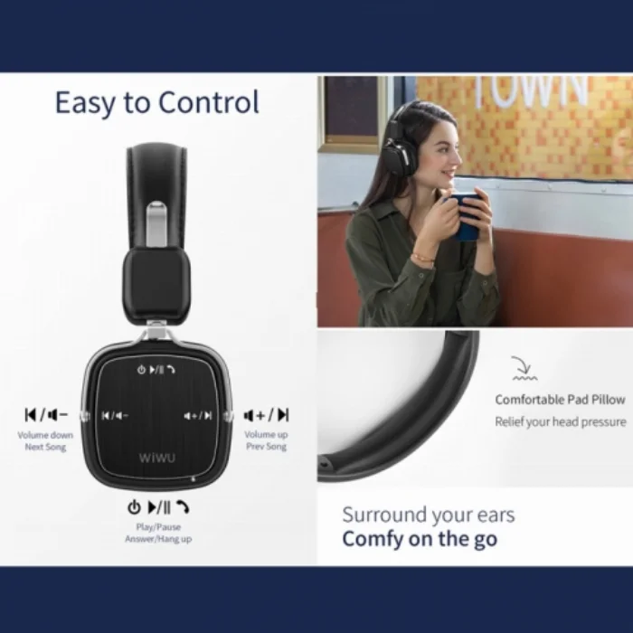 Wiwu Oyuncu Mikrofonlu Kablosuz Bluetooth Wireless Kulaklığı Metro 2 - Gri