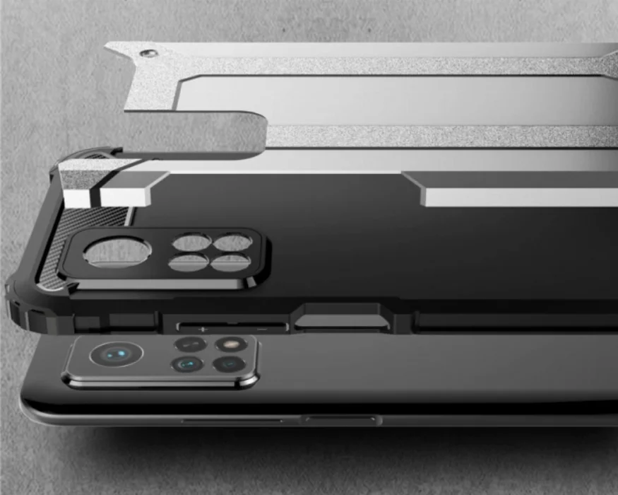 Xiaomi Mi 10T Kılıf Zırhlı Tank Crash Silikon Kapak - Gümüş