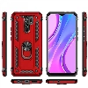 Xiaomi Redmi 9 Kılıf Silikon Zırhlı Standlı Yüzüklü Mıknatıslı Tank Kapak - Rose Gold